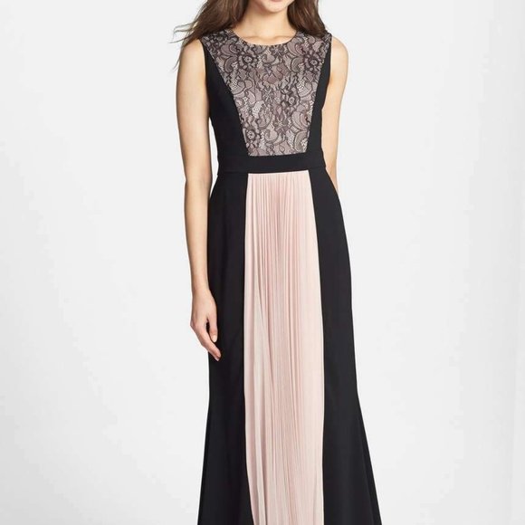 $360 JS COLLECTIONS Lace Pleat Panel Crepe Gown Wedding Mother of Bride 10 - Picture 3 of 7